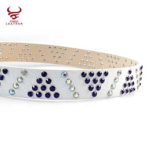 Designer Crocodile Pattern Rhinestone Belt for Western Cowboys Cowgirls Shiny Crystal Colorful Studded Diamond Belt Boys Girls - Image 6