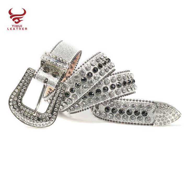 Designer Western Cowboy Rhinestones Belt Bling Bling Synthetic Diamond Belt White Bb Rhinestone Belt for Rockstar Boys and Girls - Image 6
