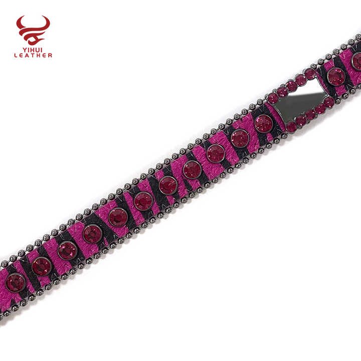 Custom Logo Diamond Dog Bark Collar Leather Strap Accessories Bling Bling Violet Rhinestone Leather Pet Collar BB Belts - Image 6