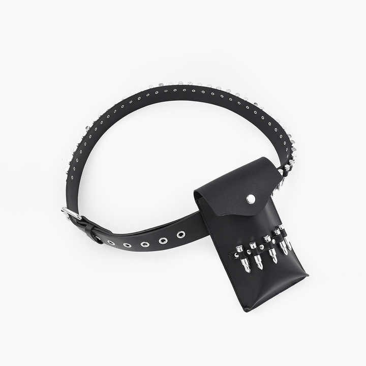 Punk Belts Bag for Hip Hop Women Jeans Metal Punk Rock Rivet Belt With Bright Pyramid Black PU Leather Studded Bullet Belts Bags - Image 5