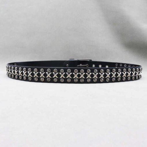 Halloween Women Black Rock Style Genuine Leather Body Belt Designer Studded Grommet Rivets Punk Rock Gothic Y2K Jeans Belt - Image 5