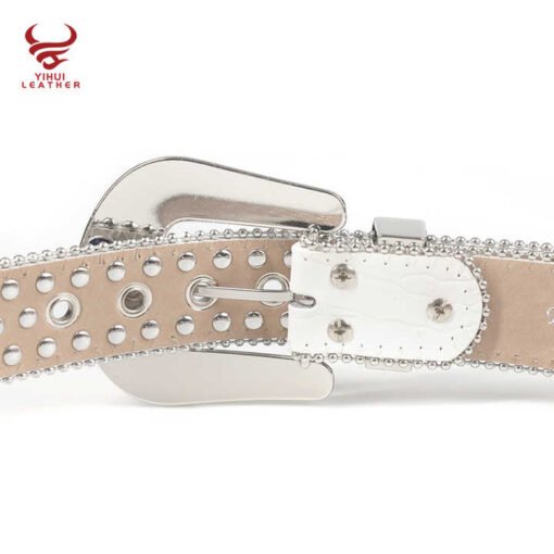 High Quality White Pu Leather Bb Simon Belts Rhinestone Men Crystal Belt Color Mixed - Image 6