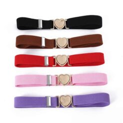 New Boys Girls Students Stretch Belts With Heart Buckle Back to School Uniform Belts Elastic Adjustable Belts for Toddler Kids