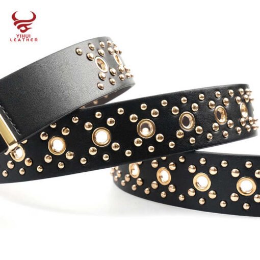 Custom 2025 Fashion Golden Belts With 3 Pics Buckle Spike Stud Star Girl Lady Waist Belt Punk Y2K Studded Star Women Belts - Image 3