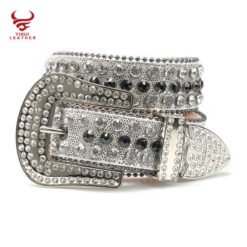 Designer Western Cowboy Rhinestones Belt Bling Bling Synthetic Diamond Belt White Bb Rhinestone Belt for Rockstar Boys and Girls