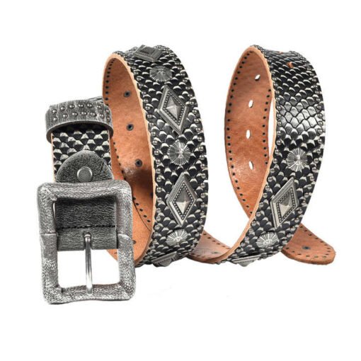 Leather Rivets Belts for Jeans Pants Fashion Studded Punk Ladies Belt Vintage Snake Pattern Genuine Leather Belt for Women