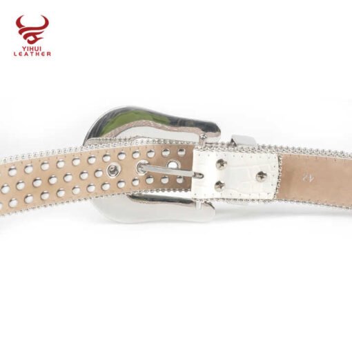 New Style 1.5inch Custom Bedazzled Western Synthetic Diamond PU Leather Belt White Rhinestone Designer Belt Bb Simon - Image 3