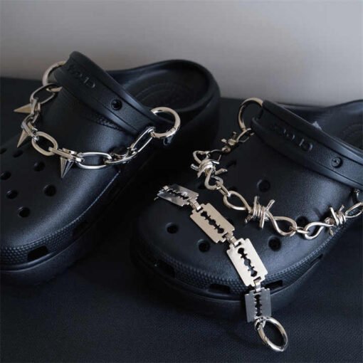 New Fashion Punk Gothic Chunky Decorative Shoes Chains Removable DIY Sandals Chains Funny Hole Shoes Metal Chain