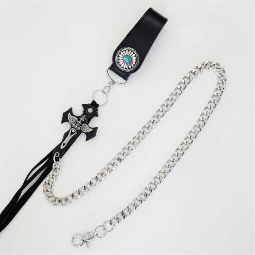 New Hip Hop Belt Western Heavy Duty Jeans Chains Goth Chunky Cross Jeans Pocket Chains Belt for Young Cowboys Cowgirls