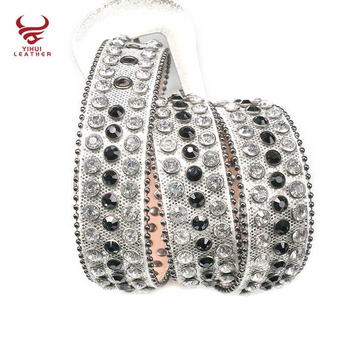 Designer Western Cowboy Rhinestones Belt Bling Bling Synthetic Diamond Belt White Bb Rhinestone Belt for Rockstar Boys and Girls - Image 2