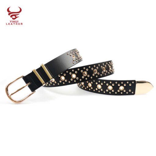 Custom 2025 Fashion Golden Belts With 3 Pics Buckle Spike Stud Star Girl Lady Waist Belt Punk Y2K Studded Star Women Belts - Image 4
