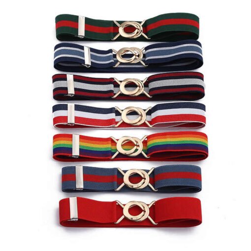 New Boys Girls Students Stretch Belts With Heart Buckle Back to School Uniform Belts Elastic Adjustable Belts for Toddler Kids - Image 3