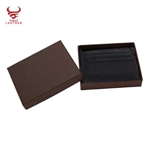 Custom logo Gift Genuine Cowhide Leather Slim Credit Card Holder Black Leather Card Holder - Image 6