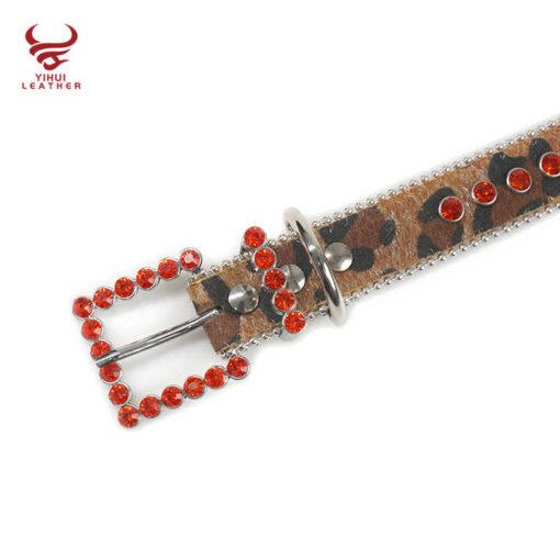 Custom Diamond Dog Leather Neck Strap Accessories Puppy Belt Bling Bling Rhinestone Leather Collar for Pet - Image 4