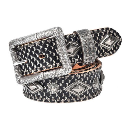 Leather Rivets Belts for Jeans Pants Fashion Studded Punk Ladies Belt Vintage Snake Pattern Genuine Leather Belt for Women - Image 3