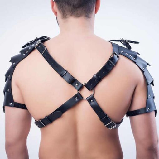 2023 New Fashion Sexy Black Bondage Chastity Belts Rave Costumes PU Leather Body Harness Belt for Man - Image 2