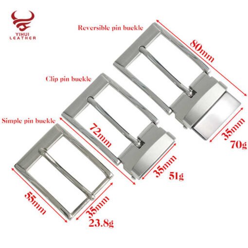 Custom Logo Simple Clip Reversible Pin Buckles Hardwares for Leather Belt Metal Alloy 35mm Prong Belt Buckle for Men - Image 2