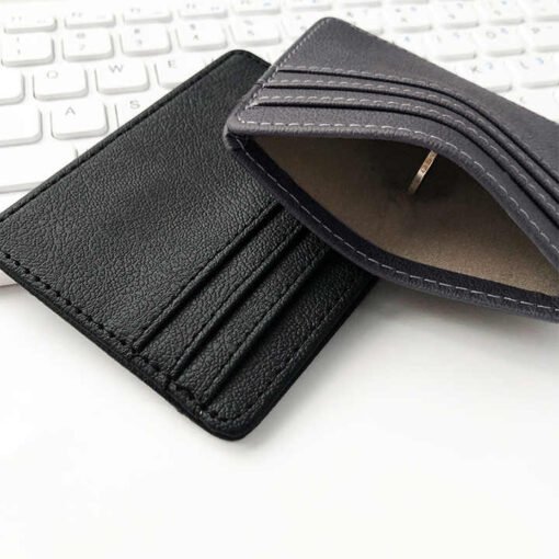 Custom Logo Leather Small Wallet Slim Minimalist Front Pocket Wallet Fashion RFID Blocking Faux Leather Mini Credit Card Holder - Image 3