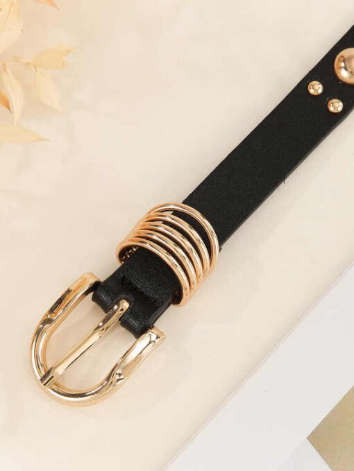 Manufacture Wholesale Vintage Leather Waist Belt for Jeans Dress New Trendy Women Golden Belts Fashion Punk Studded Girls Belt - Image 6