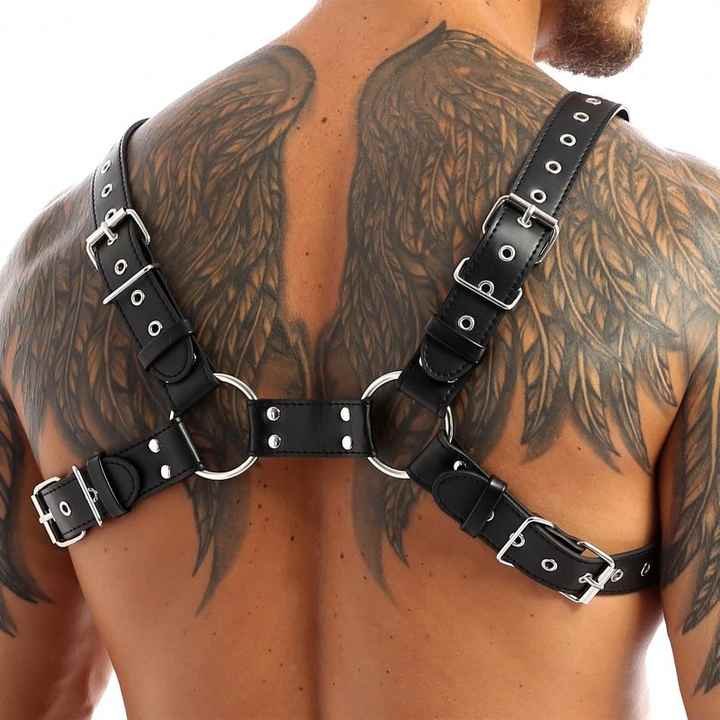 New Black PU Sexy Punk Chest Belt Clubwear Costume Body Harness Belt Gay Leather Body Chest Harness for Man