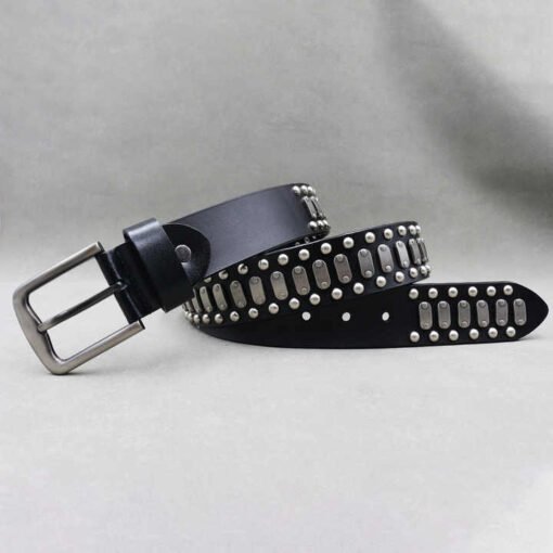 Halloween Women Black Rock Style Genuine Leather Body Belt Designer Studded Grommet Rivets Punk Rock Gothic Y2K Jeans Belt - Image 6