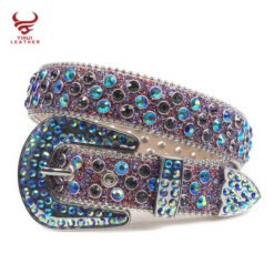 Factory Original Purple Color Rhinestone Kids Belts Fashionable Western Shiny Buckle Bb Simon Children Belt