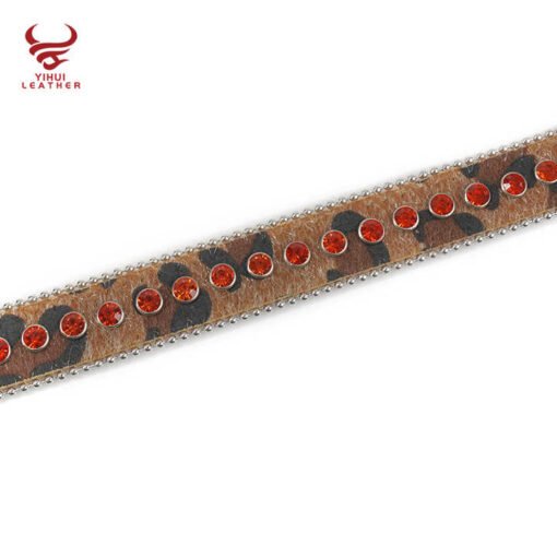 Custom Diamond Dog Leather Neck Strap Accessories Puppy Belt Bling Bling Rhinestone Leather Collar for Pet - Image 3