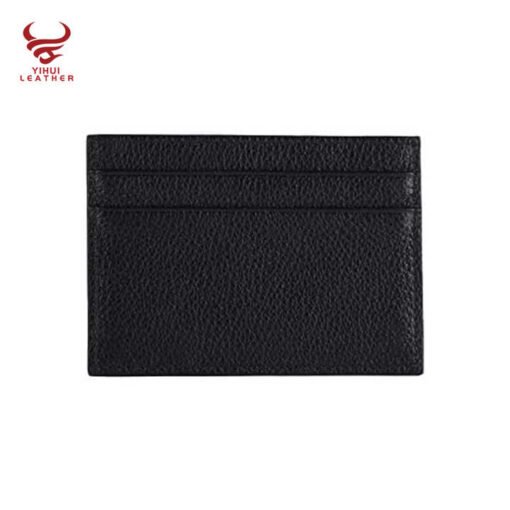 Custom logo Gift Genuine Cowhide Leather Slim Credit Card Holder Black Leather Card Holder - Image 2