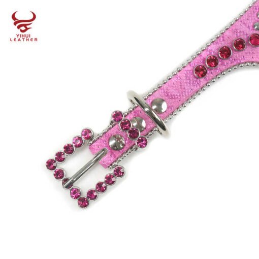 Custom Designer Rhinestone Belt Crystal Pet Collar Dog Saliva Towel Blingbling Leather Rhinestone Dog Collars - Image 4