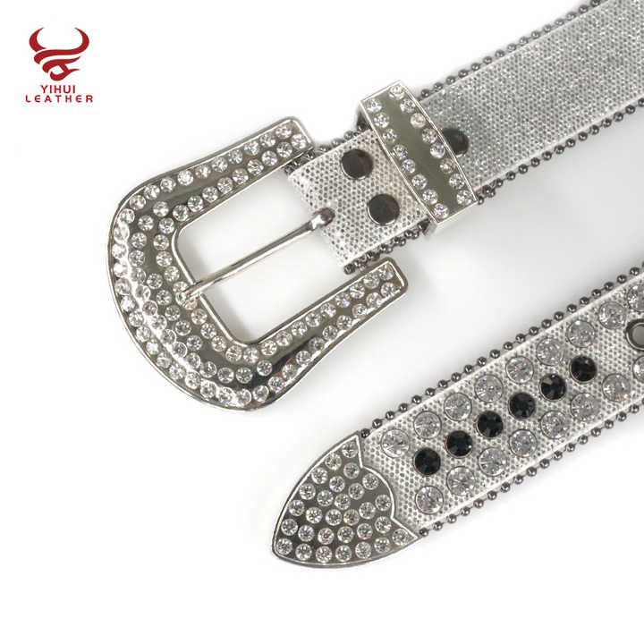 Designer Western Cowboy Rhinestones Belt Bling Bling Synthetic Diamond Belt White Bb Rhinestone Belt for Rockstar Boys and Girls - Image 4
