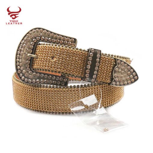 Inspired Designer Belts Strap With Sparkles Leather Shiny White Rhinestone Bling Bling Beaded Belts - Image 6