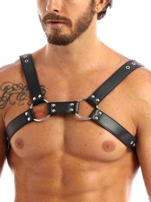 New Black PU Sexy Punk Chest Belt Clubwear Costume Body Harness Belt Gay Leather Body Chest Harness for Man - Image 3