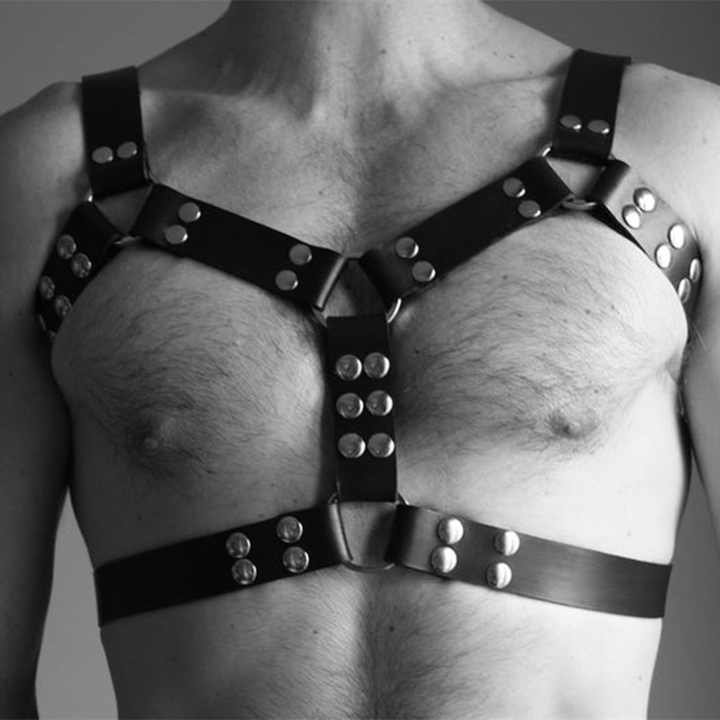 Sexy Men Faux PU Leather BDSM Harness Gay Fetish Erotic Lingerie Body Garter Belt - Image 2