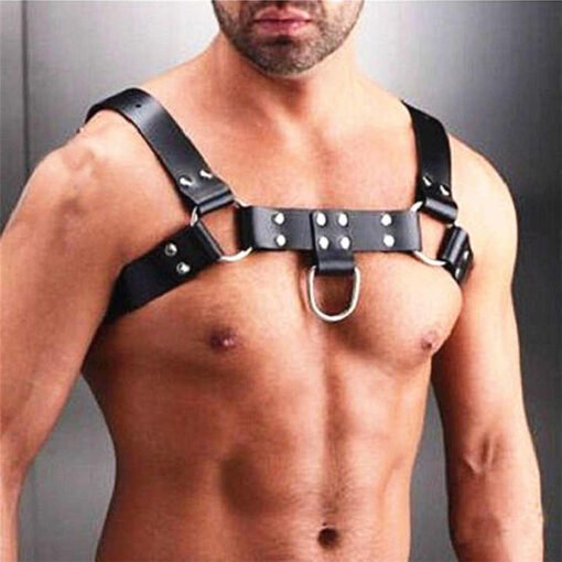 2023 New Fashion Sexy Black Bondage Chastity Belts Rave Costumes PU Leather Body Harness Belt for Man - Image 5