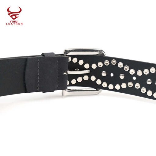 Designer Pin Buckle Bling Bling Mushroom Rivets Pants Belt for Women New Fashion 39mm Width Studded Turquoise Rhinestone Belt - Image 6