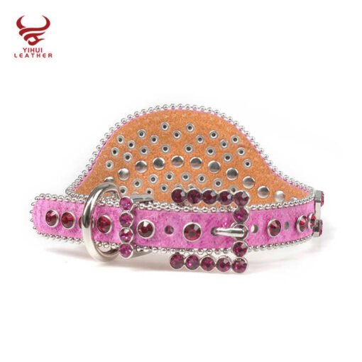 Custom Designer Rhinestone Belt Crystal Pet Collar Dog Saliva Towel Blingbling Leather Rhinestone Dog Collars - Image 2
