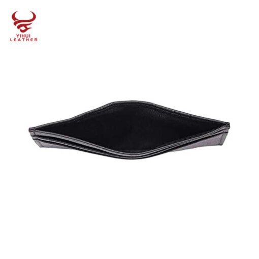 Custom logo Gift Genuine Cowhide Leather Slim Credit Card Holder Black Leather Card Holder - Image 5