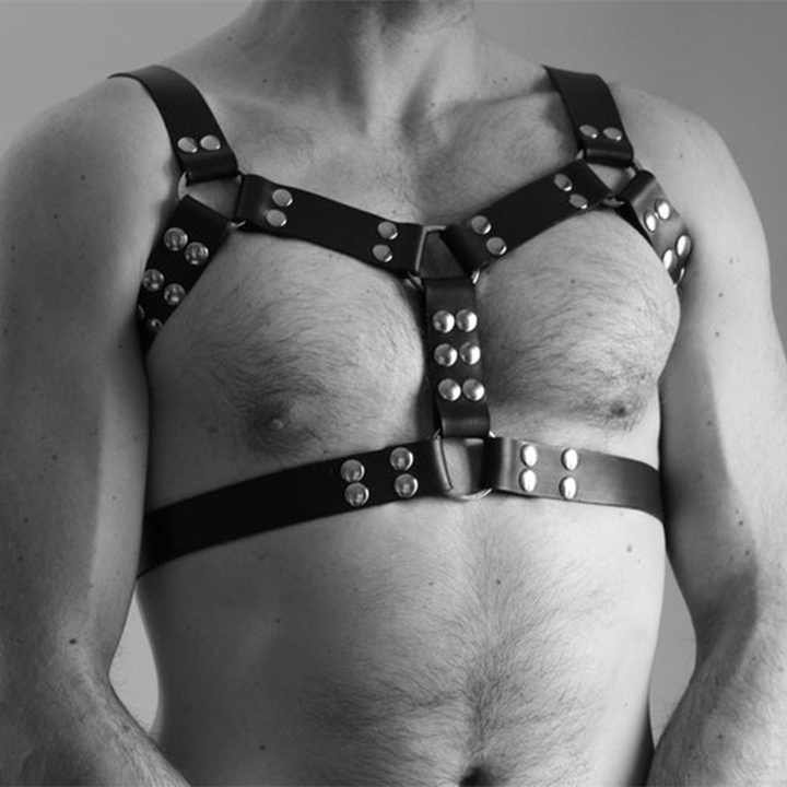 Sexy Men Faux PU Leather BDSM Harness Gay Fetish Erotic Lingerie Body Garter Belt