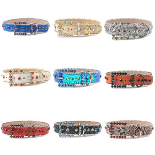 Designer Hot Sale Leather Rhinestone Pet Collar Jewelry Necklace Bling Bling Puppy Accessories PU Leather Pets Chocker - Image 5