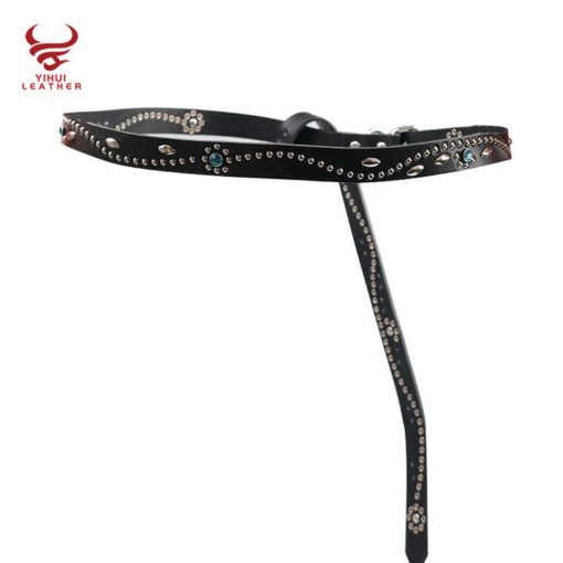 Custom 2025 New Designer Studded Flower Belts Top Grain Leather Pants Belt Women Novelty Studded Rivets Belts with Roller Buckle - Image 2