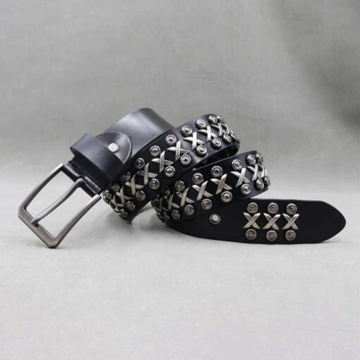 Halloween Women Black Rock Style Genuine Leather Body Belt Designer Studded Grommet Rivets Punk Rock Gothic Y2K Jeans Belt - Image 3