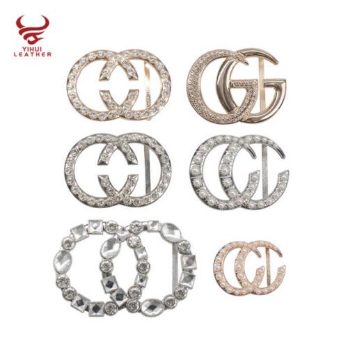 Beautiful Elegant Fashion Custom Crystal Diamond Double C 30mm Metal Rhinestone Buckle for Women - Image 4
