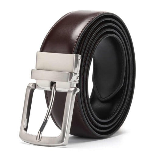Casual 1.5" Full Grain Leather Man Belts With Single Prong Buckle Buckle Double Style 100% Real Leather Reversible Belts for Men - Image 5