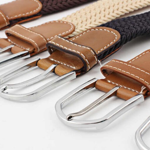Mix Color Design Cheap Weaving Mens Waist Belts Women Unisex Elastic Strength Braided Woven Jeans Belts for Men - Image 2