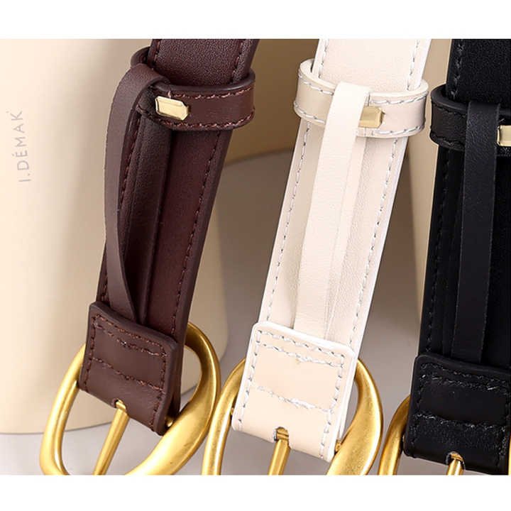 New Style Solid Color Soft Cowhide Leather Women Jeans Waist Belt Fashion Girls Dress Genuine Leather Belt With Irregular Belt - Image 4