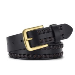 Wholesale Classic Knitting Cow Leather Belt Casual Classic Everyday Leather Belt Business Men Trouser Belt With Brass Buckle
