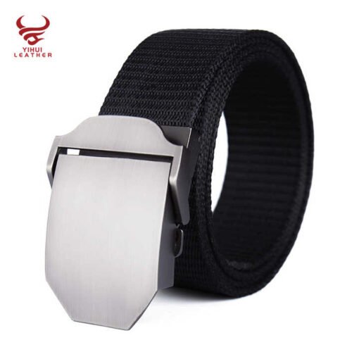 Glossy Laser LOGO Canvas Thickened Nylon Belt Boys Automatic Belt Buckle Casual Webbing Pants Belt for Man - Image 6