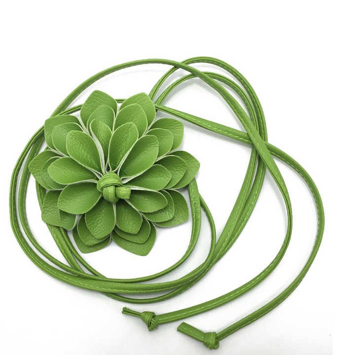 Rope PU Leather Belt for Wedding Dress Female Waistband Skinny Belt Women Girls Big Decor Flower Free Knot Faux Leather Belts - Image 5