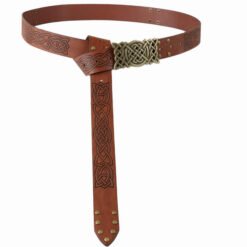 Studded Renaissance Knight Belt Embossed PU Leather O Ring Belt Viking Costume LARP Accessories Medieval Viking Belt for Men