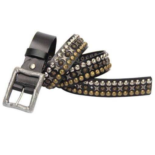 Custom High Quality Genuine Leather Punk Goth Men Waist Belt Wholesale Designer New Fashion Studded Metal Conical Belt for Adult - Image 4
